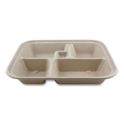 World Centric® Fiber Containers, Bento Box, 2"H x 12"W x 9-1/2"D, Natural Paper, Pack Of 300 Containers