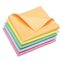 SKILCRAFT Synthetic Shammy Cloths, 15" x 15", Assorted Colors, Pack Of 5 (AbilityOne 7920-01-215-6568)