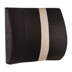 HealthSmart® Vivi Relax-a-Bac™ Premium Lumbar Back Support Cushion Pillow, 3"H x 14"W x 13"D, Black/Tan Stripe
