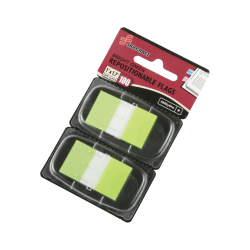 SKILCRAFT® 70% Recycled Self-Stick Marker Flags,1" x 1 3/4", Bright Green, 50 Flags Per Pad, Pack Of 2 (AbilityOne 7510-01-399-1152)