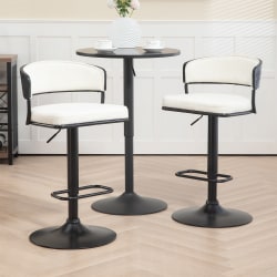 Glamour Home Bayle Fabric Barstool With Back, White/Black