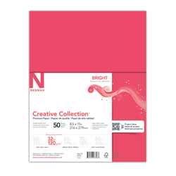 Neenah® Brights® Bright Color Copy Paper, Bright Red, Letter (8.5" x 11"), 50 Sheets Per Pack, 32 Lb, 94 Brightness