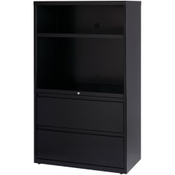 Lorell® Smart Storage 36"W Lateral 2-Drawer Combo File Cabinet, Metal, Black
