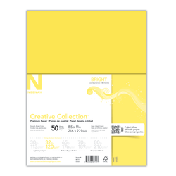 Neenah® Creative Collection™ Bright Specialty Inkjet Paper, Bright Yellow, Letter Size (8 1/2" x 11"), Pack Of 50 Sheets, FSC® Certified