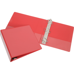SKILCRAFT® Slant D-Ring View Binder, 2 1/2", 8 1/2" x 11" (Letter), Red, Clear Overlay, 1 Each
