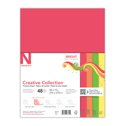 Neenah® Creative Collection™ Bright Specialty Inkjet Paper, Assorted Colors, Letter Size (8 1/2" x 11"), Pack Of 48 Sheets, FSC® Certified