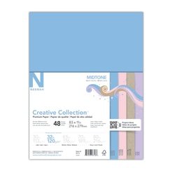 Neenah® Creative Collection™ Midtone Specialty Paper, Letter Size (8 1/2" x 11"), FSC® Certified, Assorted Colors, Pack Of 48 Sheets