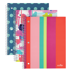 Office Depot® Brand Fashion Stellar Poly Notebook, 8" x 10 1/2", Wide Ruled, Assorted Designs, 80 Sheets