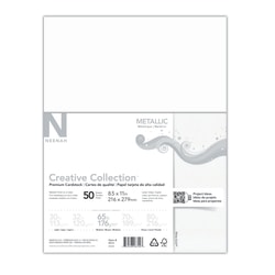 Creative Collection™ Metallic Specialty Card Stock, Letter Size (8 1/2" x 11"), White Gold, Pack Of 50 Sheets
