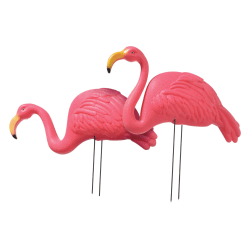 Amscan Summer Luau Flamingo Yard Stakes, 21"H x 17"W x 2"D, Pink, Pack Of 2 Stakes