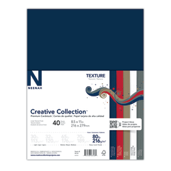 Neenah® Creative Collection™ Textured Card Stock, Assorted Neutral Colors, 80 Lb, Letter (8.5" x 11"), Pack Of 40