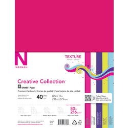 Neenah® Creative Collection™ Textured Card Stock, Assorted Bright Colors, Letter (8.5" x 11"), 80 Lb, Pack Of 40