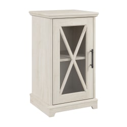 Bush® Furniture Lennox Small Farmhouse End Table With Storage, 30"H x 17-3/16"W x 15-11/16"D, Linen White Oak, Standard Delivery