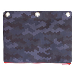 Office Depot® 3-Ring Pencil Pouch, 7" x 9-13/20", Gray/Black Camo