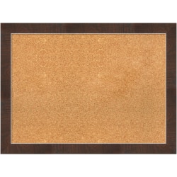 Amanti Art Non-Magnetic Cork Bulletin Board, 31" x 23", Natural, Wildwood Brown Narrow Plastic Frame