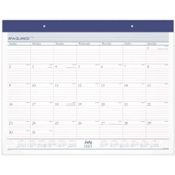 AT-A-GLANCE® 2-Color Academic Monthly Desk Pad Calendar, 21-3/4" x 17", July 2023 To June 2024, AYST2417