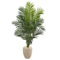 Nearly Natural Paradise Palm 66"H Artificial Tree With Planter, 66"H x 38"W x 26"D, Green/Sand