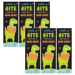 Eureka Bookmarks, 2" x 6", Dinosaur Take A Bite Out Of A Good Book  36 Per Pack, Set Of 6 Packs