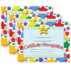 Hayes Certificates, 8-1/2" x 11", Recognition, 30 Certificates Per Pack, Set Of 3 Packs