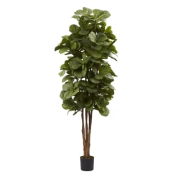 Nearly Natural 6'H Polyester Fiddle Leaf Fig Tree With Pot, Green