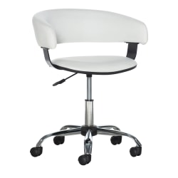 Powell Low-Back Faux Leather Gas-Lift Desk Chair, White
