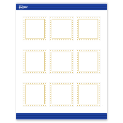 Avery® Print-To-The-Edge Cards With Sure Feed® Technology, S00-DJ4-PRMWC10, Square, 2-1/2" x 2-1/2", Matte White, Preprinted Gold Border with Gold Dots Design, Pack Of 90
