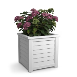 Mayne Lakeland Square Planter, 20"H, White, 5867W