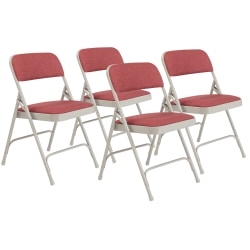 National Public Seating 2200 2-Hinge Folding Chairs, Wine/Gray, Set Of 4 Chairs