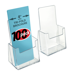 Azar Displays 1-Pocket Plastic Trifold Brochure Holders, 7-1/4"H x 4-1/8"W x 2-3/4"D, Clear, Pack Of 100 Holders