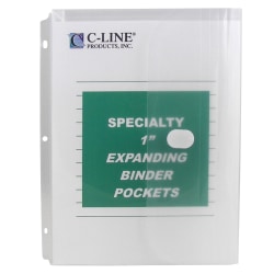 C-Line Super Heavyweight Poly Binder Pockets, 8-1/2" x 11", Clear, Pack Of 10 Pockets