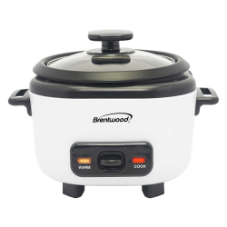 Brentwood® RC-5006W 3-Cups Uncooked/6-Cups Cooked Electric Rice Cooker with Measuring Cup and Spatula, White