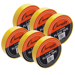 Champion Sports Floor Marking Tape, 1" x 36 yd., Yellow, Pack Of 6 Rolls