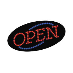 Cosco® LED "Open" Lighted Sign, 9 1/2"H x 19"W x 2"D, Black With Red/Blue Lights