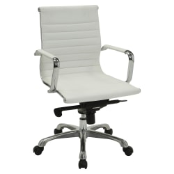 Lorell® Modern Bonded Leather Mid-Back Chair, White