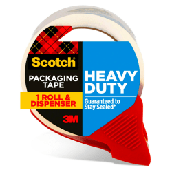 Scotch® Heavy-Duty Shipping Packing Tape With Dispenser, 3"Core, 1-7/8" x 38.2 Yd., Clear