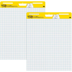 Post-it Super Sticky Easel Pads, 1" Grid Lines, 25" x 30", White, Pack Of 2 Pads
