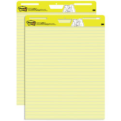 Post-it® Super Sticky Easel Pads, Lined, 25" x 30", Yellow/Blue, Pack Of 2 Pads