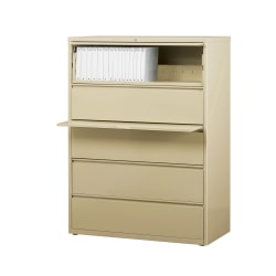 WorkPro® 42"W Lateral 5-Drawer File Cabinet, Metal, Putty