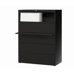 WorkPro® 42"W Lateral 5-Drawer File Cabinet, Metal, Black