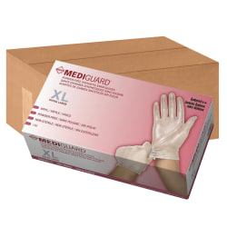 Medline MediGuard Vinyl Non-Sterile Exam Gloves, X-Large, Clear, Box Of 150 Gloves