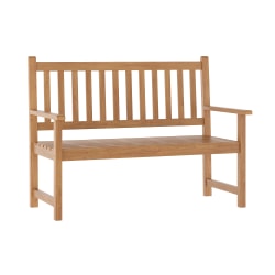 Flash Furniture Adele Commercial Grade Indoor/Outdoor Patio Acacia Wood Bench, 2-Person Slatted Seat Loveseat for Park, Garden, Yard, Porch, Brown