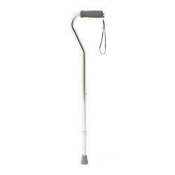 Medline Adjustable Aluminum Offset-Handle Cane, 29" - 38", Chrome