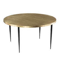 SEI Furniture Judmont Iron Round Cocktail Table With Embossed Top, 18-3/4"H x 34"W x 34"D, Brass