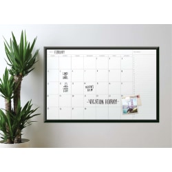 U Brands Magnetic Dry Erase Monthly Calendar Board, 47" X 35", Black Aluminum Frame
