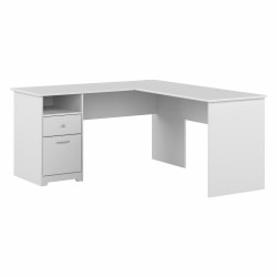 Bush Business Furniture Cabot 60"W L-Shaped Corner Desk With Drawers, White, Standard Delivery
