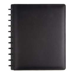 TUL® Discbound Notebook With Leather Cover, Letter Size, Narrow Ruled, 60 Sheets, Black