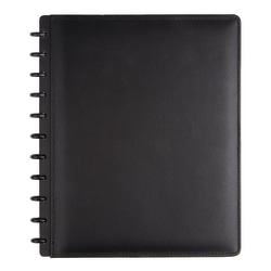 TUL® Discbound Notebook, Letter Size, Leather Cover, Narrow Ruled, 60 Sheets, Black