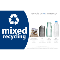 Recycle Across America Mixed Standardized Recycling Labels, MXD-5585, 5 1/2" x 8 1/2", Navy Blue