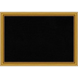 Amanti Art Rectangular Non-Magnetic Cork Bulletin Board, Black, 40" x 28", Townhouse Gold Wood Frame