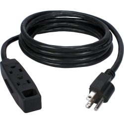 QVS 3-Outlet 3-Prong 6ft Power Extension Cord - For Computer, Electronic Equipment - 120 V AC13 A - Black - 6 ft Cord Length - 1